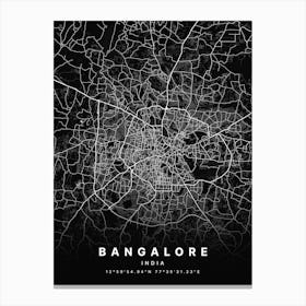 Bangalore Bengaluru India Black Map Canvas Print