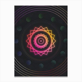 Neon Geometric Glyph in Pink and Yellow Circle Array on Black n.0117 Canvas Print