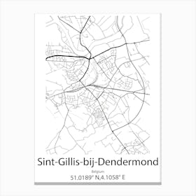 Sint Gillis Bij Dendermonde,Belgium Minimalist Map Canvas Print