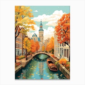 Amsterdam In Autumn Fall Travel Art 2 Canvas Print