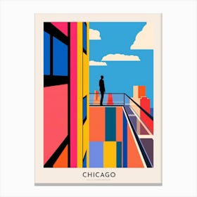 Willis Tower Skydeck 4 Chicago Colourful Travel Poster Canvas Print