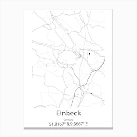 Einbeck,Germany Minimalist Map Canvas Print