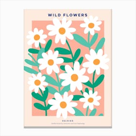 Wild Flowers Daisy Poster Peach Fuzz Canvas Print