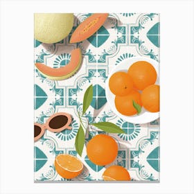 Oranges And Melon Illustration Canvas Print