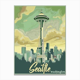 Seattle, WA Travel Poster Canvas Print