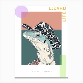 Lizard With A Cow Print Cowboy Hat Modern Abstract Illustration 5 Poster Canvas Print