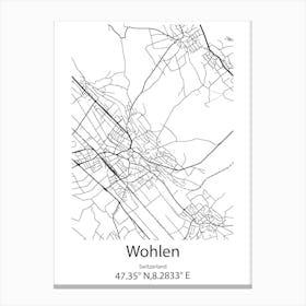 Wohlen,Switzerland Minimalist Map Canvas Print