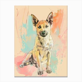 Colourful Portuguese Podengo Pequeno Dog Abstract Line Illustration 2 Canvas Print