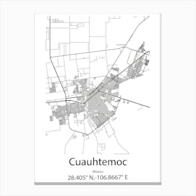 Cuauhtemoc,Mexico Minimalist Map Canvas Print