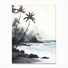 Watercolour Of Twai Anapanapa Black Sand Beach   Maui Hawaii Usa 1 Canvas Print