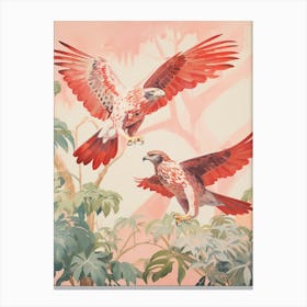Vintage Japanese Inspired Bird Print Red Tailed Hawk 2 Canvas Print