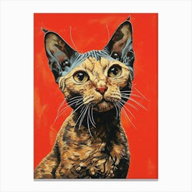 Devon Rex Relief Illustration 1 Canvas Print