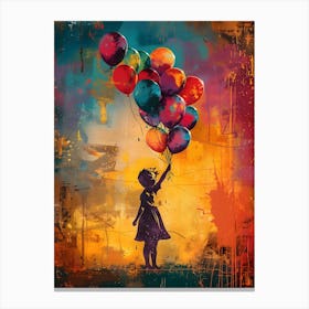 Girl With Balloons, Vibrant, Bold Colors, Pop Art Canvas Print