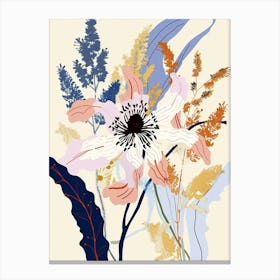Colourful Flower Illustration Nigella Love In A Mist 1 Canvas Print