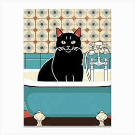 Black Cat In Bathtub Vector Canvas Print