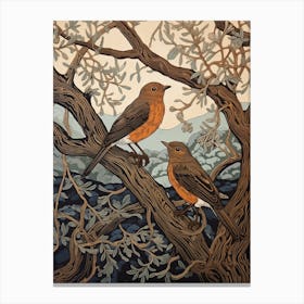 Art Nouveau Birds Poster European Robin 1 Canvas Print
