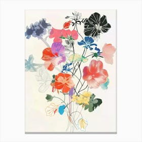 Geranium 1 Collage Flower Bouquet Canvas Print