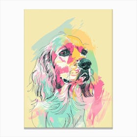 Boykin Spaniel Dog Pastel Line Watercolour Illustration  2 Canvas Print