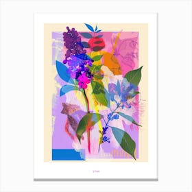 Lilac 3 Neon Flower Collage Poster Canvas Print