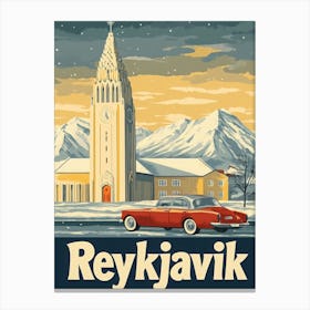 Aihrgdesign A Vintage Travel Poster Of Reykjavik Canvas Print