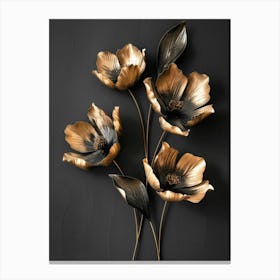 Gold And Black Flowers Canvas Print