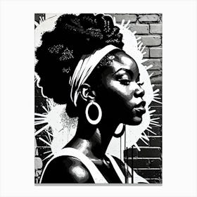 Vintage Graffiti Mural Of Beautiful Black Woman 83 Canvas Print