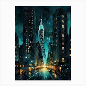 New York City At Night Canvas Print