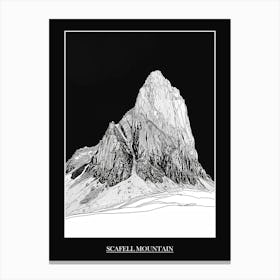 Scafell Mountain Line Drawing 7 Poster Canvas Print