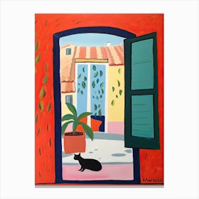 Open Window With Cat Matisse Inspired Style Collioure 2 Canvas Print