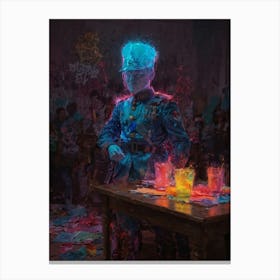 Man Sitting At A Table Canvas Print