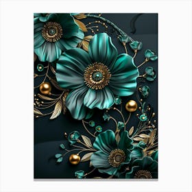 Emerald Green Flowers Canvas Print