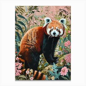 Floral Animal Painting Red Panda 3 Canvas Print