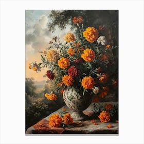 Baroque Floral Still Life Marigold 1 Canvas Print