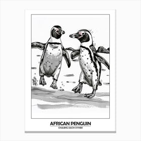 Penguins Chasing Eachother 3 Canvas Print