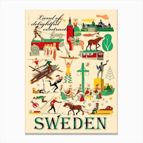 Sweden, Land Of Wonderful Contrasts, Collage Canvas Print