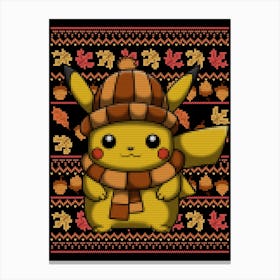 Fall Pikachu Sweater Canvas Print