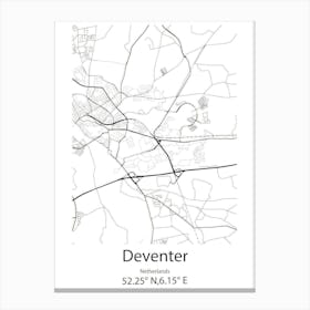 Deventer,Netherlands Minimalist Map Canvas Print