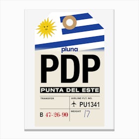 Punta del Este (PDP) Uruguay Vintage Airline Luggage Tag Canvas Print