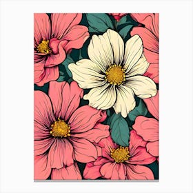 Pink Flowers Wallpaper Canvas Print