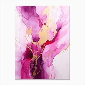 Pink, White, Gold Flow Asbtract Painting 1 Canvas Print