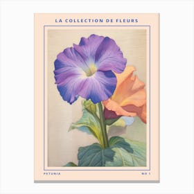 Petunia French Flower Botanical Poster Canvas Print