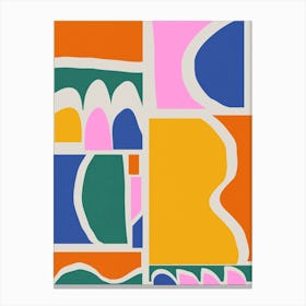 Modern Abstract Geometric Shapes in Bold Primary Colors Canvas Print