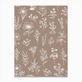 Little Patagonian Wildflowers - Brown Canvas Print