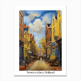 Amsterdam. Holland. beauty City . Colorful buildings. Simplicity of life. Stone paved roads.7 Canvas Print
