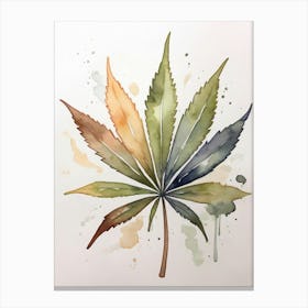 Marijuana Leaf Watercolor Painting 1 Canvas Print