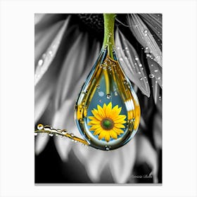 Sunflower Water Drop - Ai Canvas Print