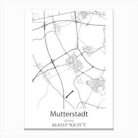 Mutterstadt,Germany Minimalist Map Canvas Print