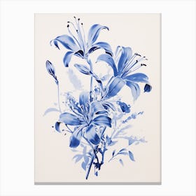 Blue Botanical Lily 2 Canvas Print