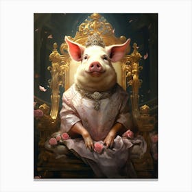 Pig In A Throne Canvas Print