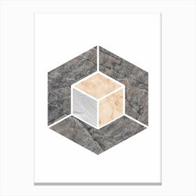 Peach and Grey Marble Hex Canvas Print